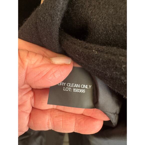 Michael Kors Black Wool Blend Double Breasted Trench Coat Brass Buttons - Picture 8 of 9